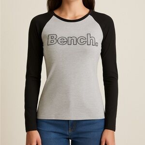 New Bench logo top long sleeves cotton grey black size 6